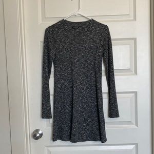 TOPSHOP | Gray Sweater Swing Dress Long Sleeve Mini High Neck
